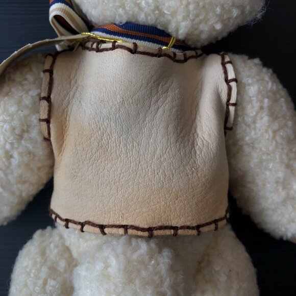 Vintage Ted D. Bear Department 56 Jointed Plush Bear with leather dress jacket - Picture 9 of 10
